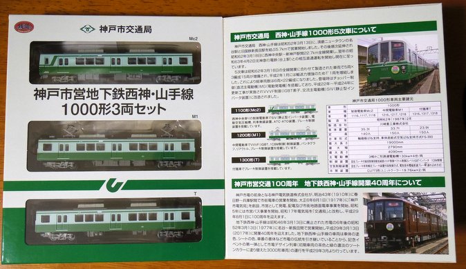 鉄道コレクション神戸市営地下鉄 西神・山手線 1000形3両セット パッケージ内側
