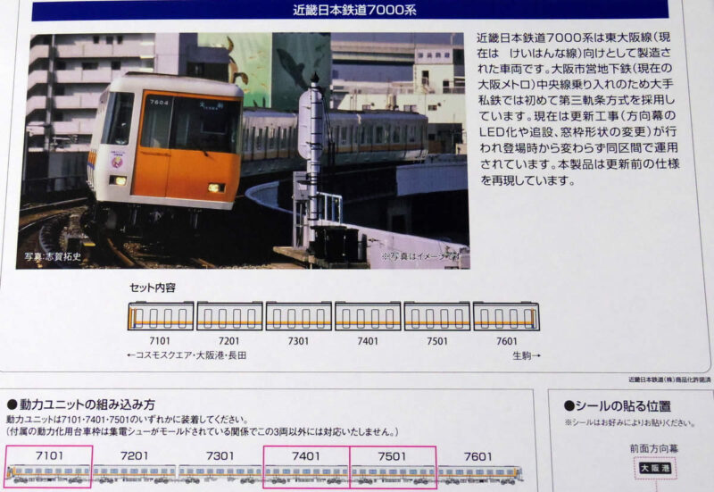 鉄コレ近畿日本鉄道7000系パッケージ（ウラ）